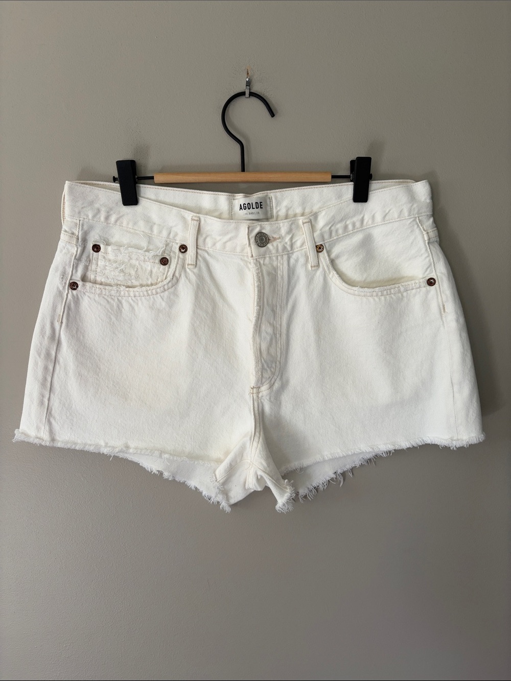 AGOLDE Parker Cutoff Jean Shorts Size 29 Off-White‎ Ivory Cream